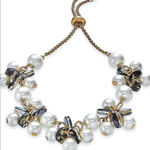 INC International Concepts Jewelry - Gold Tone Simulated Pearl & Resin Slider Bracelet